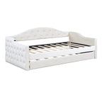 Lit de repos rembourré jumeau avec lit gigogne et ports de charge, beige