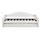 Lit de repos rembourré jumeau avec lit gigogne et ports de charge, beige