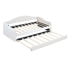 Lit de repos rembourré jumeau avec lit gigogne et ports de charge, beige