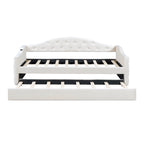 Lit de repos rembourré jumeau avec lit gigogne et ports de charge, beige
