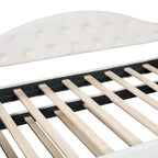 Lit de repos rembourré jumeau avec lit gigogne et ports de charge, beige