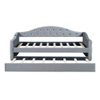 Lit de repos rembourré jumeau avec lit gigogne et ports de charge, beige