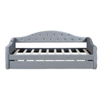 Lit de repos rembourré jumeau avec lit gigogne et ports de charge, beige