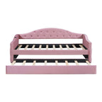 Lit de repos rembourré jumeau avec lit gigogne et ports de charge, beige