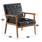 Fauteuil d'appoint capitonné avec structure en bois massif
