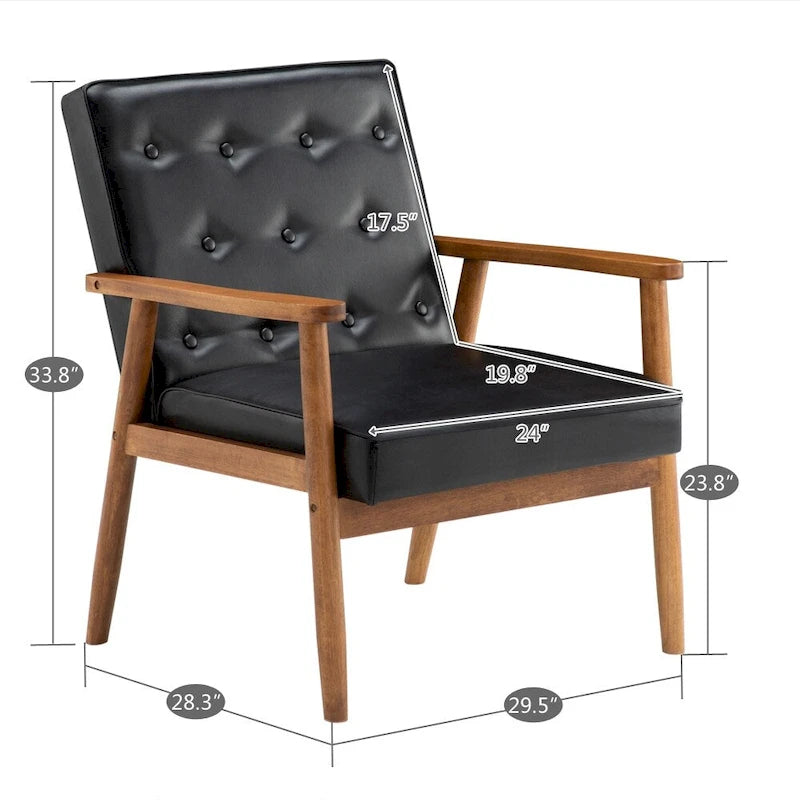 Fauteuil d'appoint capitonné avec structure en bois massif