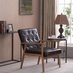 Fauteuil d'appoint capitonné avec structure en bois massif