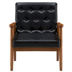 Fauteuil d'appoint capitonné avec structure en bois massif