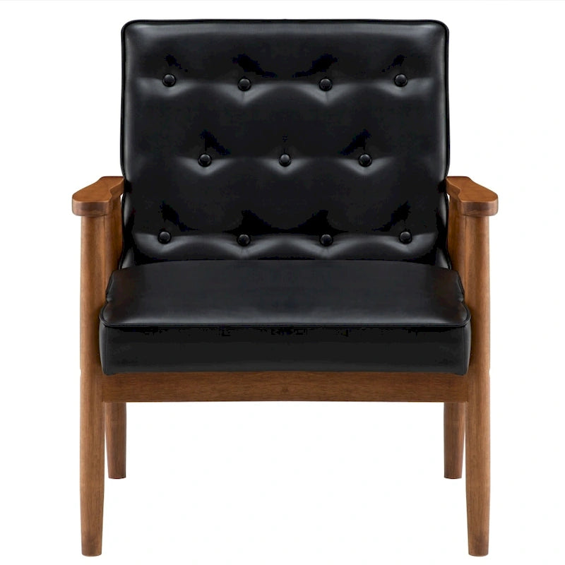 Fauteuil d'appoint capitonné avec structure en bois massif