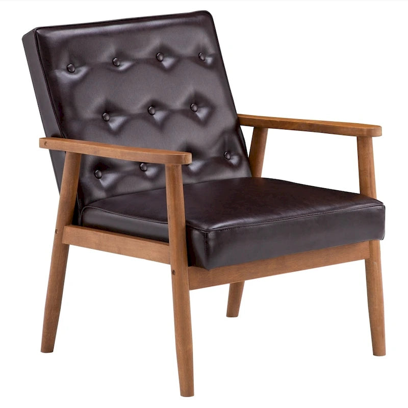 Fauteuil d'appoint capitonné avec structure en bois massif