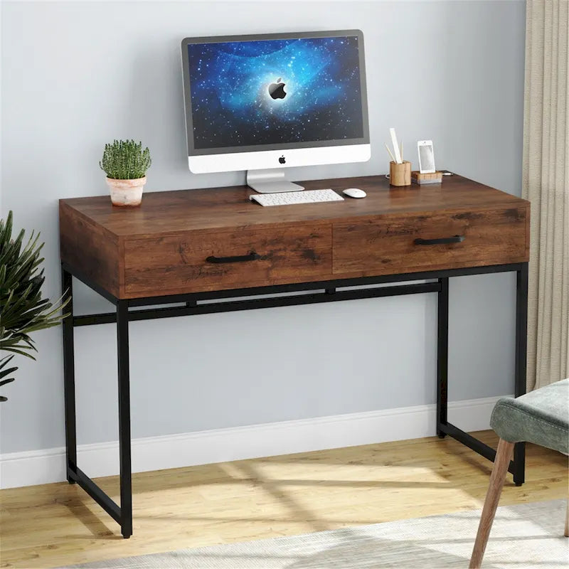 Table de bureau à domicile de 120 cm avec 2 tiroirs de rangement