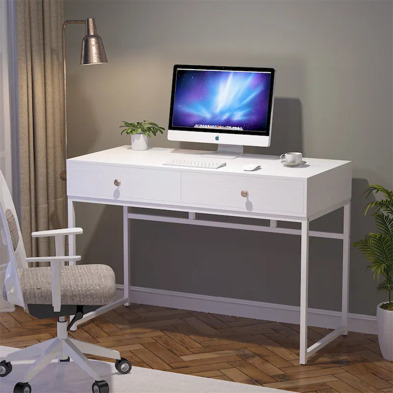 Table de bureau à domicile de 120 cm avec 2 tiroirs de rangement