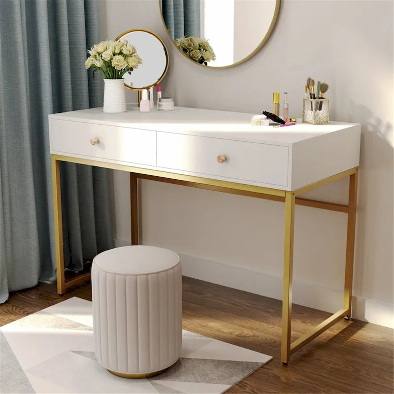 47 inch Home Office Desk Study Writing Table with 2 Storage Drawers