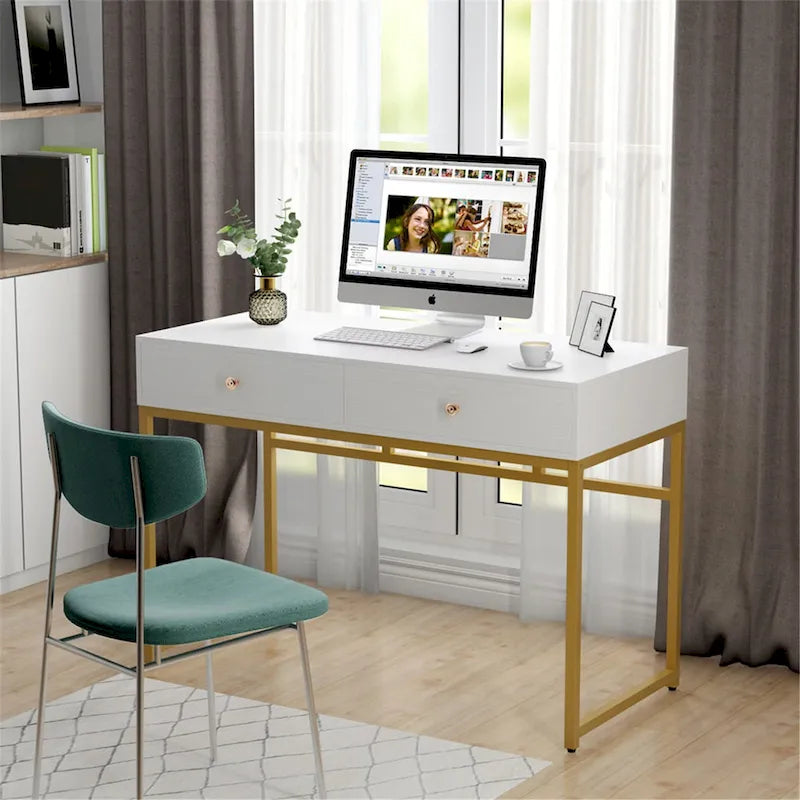 Table de bureau à domicile de 120 cm avec 2 tiroirs de rangement