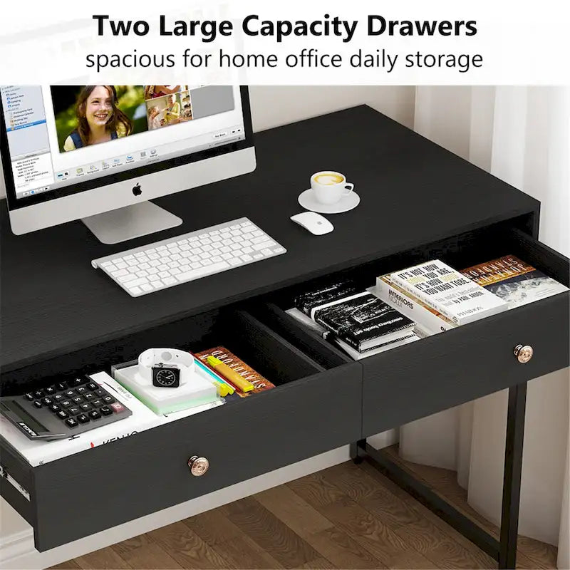 Bureau de travail à domicile de 47 pouces avec 2 tiroirs de rangement