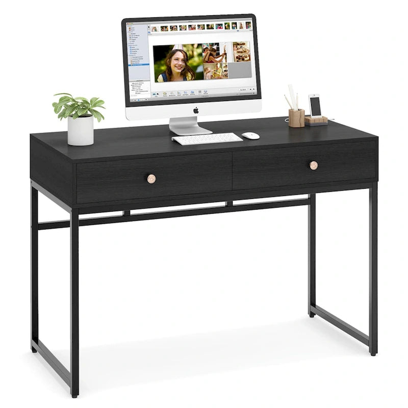 Bureau de travail à domicile de 47 pouces avec 2 tiroirs de rangement