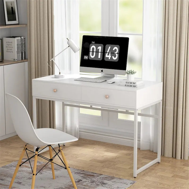 Bureau de travail à domicile de 47 pouces avec 2 tiroirs de rangement
