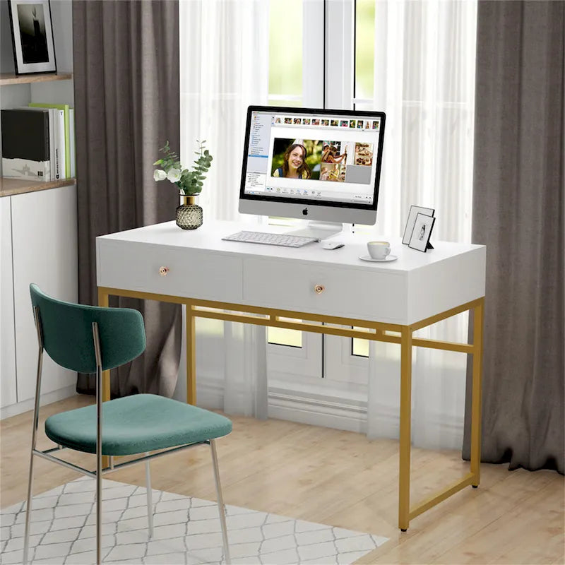 Bureau de travail à domicile de 47 pouces avec 2 tiroirs de rangement