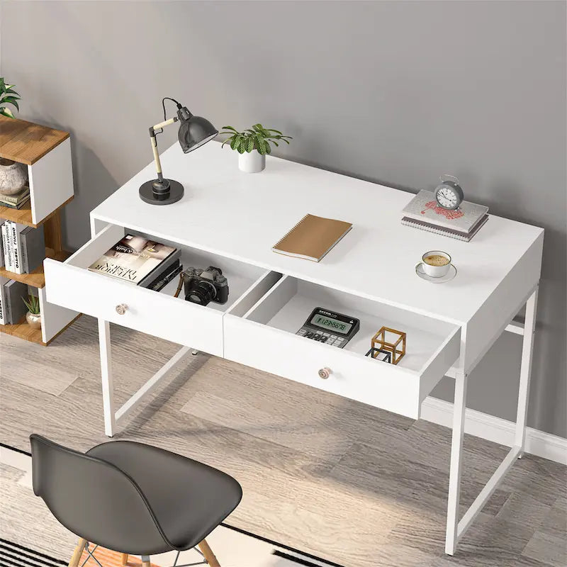 Bureau de travail à domicile de 47 pouces avec 2 tiroirs de rangement