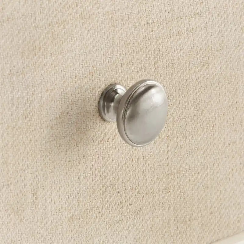 Table de chevet à 1 tiroir avec étagère inférieure – Finition blanche avec tiroir en lin beige