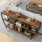 Console de 70,9 pouces avec 7 étagères – Table d'appoint étroite pour entrée, couloir ou salon