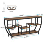 Console de 70,9 pouces avec 7 étagères – Table d'appoint étroite pour entrée, couloir ou salon