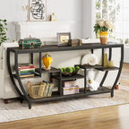 Console de 70,9 pouces avec 7 étagères – Table d'appoint étroite pour entrée, couloir ou salon