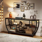 Console de 70,9 pouces avec 7 étagères – Table d'appoint étroite pour entrée, couloir ou salon