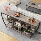 Console de 70,9 pouces avec 7 étagères – Table d'appoint étroite pour entrée, couloir ou salon