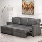 Canapé-lit d'angle convertible avec ports USB, porte-gobelets et chaise longue de rangement