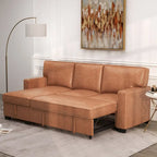Canapé-lit d'angle convertible avec ports USB, porte-gobelets et chaise longue de rangement