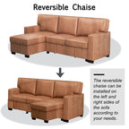 Canapé-lit d'angle convertible avec ports USB, porte-gobelets et chaise longue de rangement