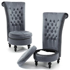 Lot de 2 chaises d'appoint hautes avec rangement, sans accoudoirs en velours, plusieurs coloris