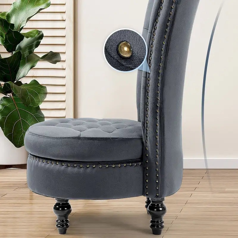 Lot de 2 chaises d'appoint hautes avec rangement, sans accoudoirs en velours, plusieurs coloris
