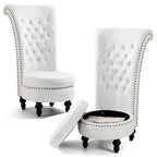 Lot de 2 chaises d'appoint hautes avec rangement, sans accoudoirs en velours, plusieurs coloris