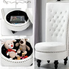 Lot de 2 chaises d'appoint hautes avec rangement, sans accoudoirs en velours, plusieurs coloris