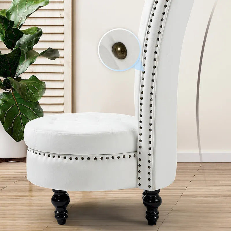 Lot de 2 chaises d'appoint hautes avec rangement, sans accoudoirs en velours, plusieurs coloris