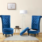 Lot de 2 chaises d'appoint hautes avec rangement, sans accoudoirs en velours, plusieurs coloris
