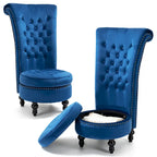 Lot de 2 chaises d'appoint hautes avec rangement, sans accoudoirs en velours, plusieurs coloris
