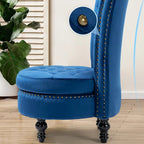 Lot de 2 chaises d'appoint hautes avec rangement, sans accoudoirs en velours, plusieurs coloris