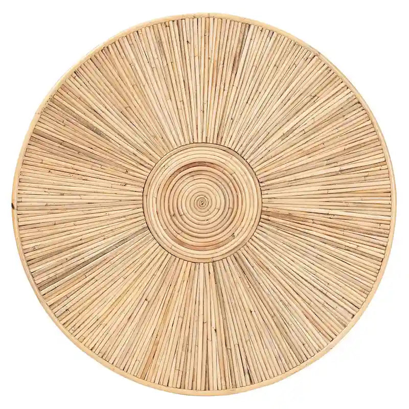 Table basse bohème en rotin clair couleur miel