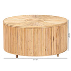 Table basse bohème en rotin clair couleur miel
