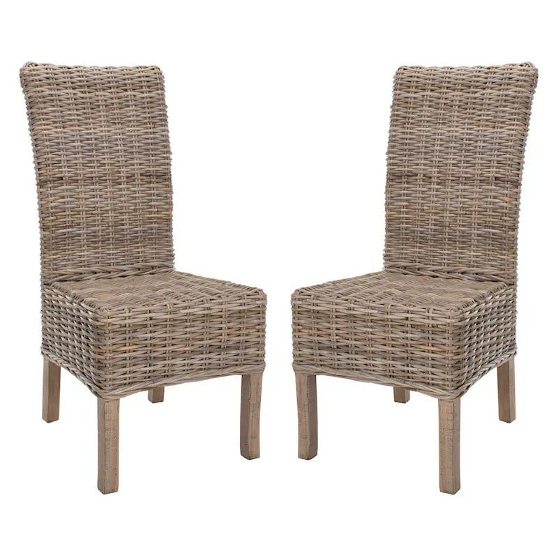 Sherryl Chaise de salle à manger inachevée en osier naturel (Lot de 2) - 48,26 cm L x 58,42 cm P x 106,68 cm H