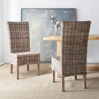 Sherryl Chaise de salle à manger inachevée en osier naturel (Lot de 2) - 48,26 cm L x 58,42 cm P x 106,68 cm H