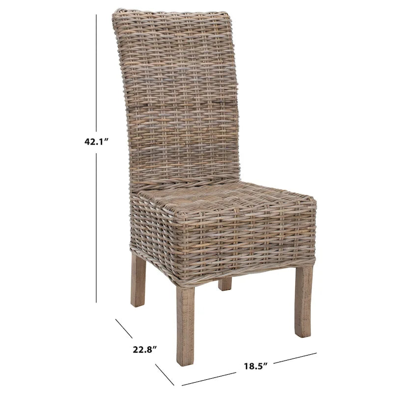 Sherryl Chaise de salle à manger inachevée en osier naturel (Lot de 2) - 48,26 cm L x 58,42 cm P x 106,68 cm H