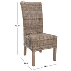 Sherryl Chaise de salle à manger inachevée en osier naturel (Lot de 2) - 48,26 cm L x 58,42 cm P x 106,68 cm H