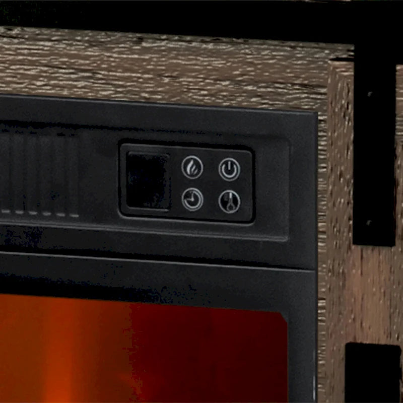 Meuble TV de 68 pouces avec portes coulissantes façon grange et insert de cheminée électrique de 23 pouces