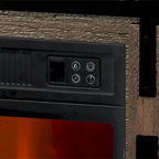 Meuble TV de 68 pouces avec portes coulissantes façon grange et insert de cheminée électrique de 23 pouces