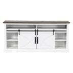 Meuble TV de 68 pouces avec portes coulissantes façon grange et insert de cheminée électrique de 23 pouces