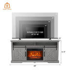 Meuble TV de 68 pouces avec portes coulissantes façon grange et insert de cheminée électrique de 23 pouces
